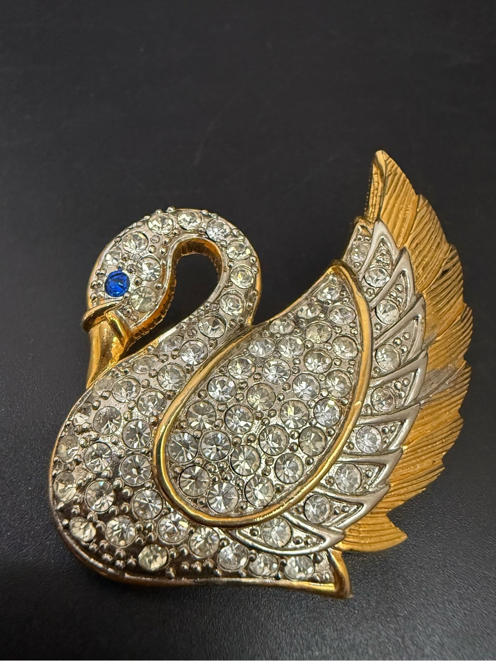 Vintage Signed PARK LANE Pave Rhinestones Swan Brooch